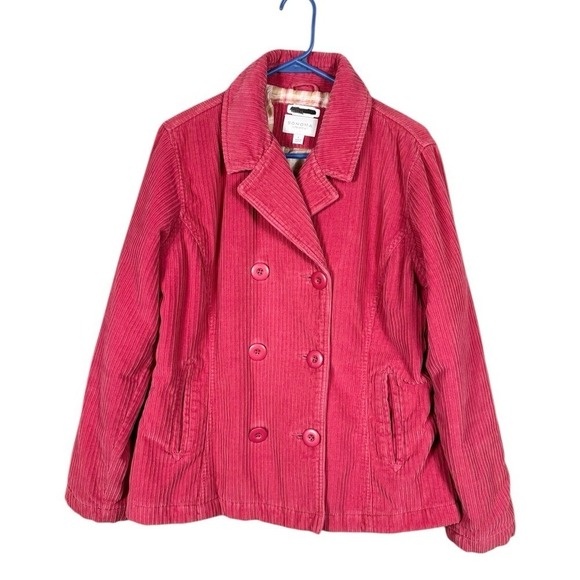 Womens Corduroy Jacket Pea Coat Size Large Coquette Fairy Pink Soft Girl Indie - Picture 1 of 5